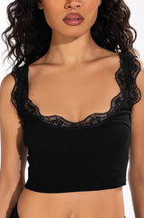 UP TO SOMETHING LACE TRIM TWO PIECE SET