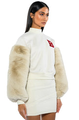 UPPER EAST SIDE FAUX FUR SLEEVE SWEATSHIRT
