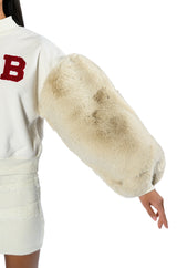 UPPER EAST SIDE FAUX FUR SLEEVE SWEATSHIRT