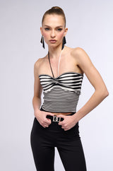 USED TO LOVE YOU STRIPED HALTER TOP
