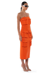 UTILITY DETAIL STRAPLESS MIDI DRESS