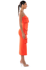UTILITY DETAIL STRAPLESS MIDI DRESS