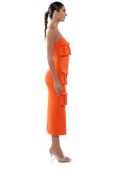 UTILITY DETAIL STRAPLESS MIDI DRESS