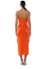 UTILITY DETAIL STRAPLESS MIDI DRESS