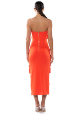UTILITY DETAIL STRAPLESS MIDI DRESS