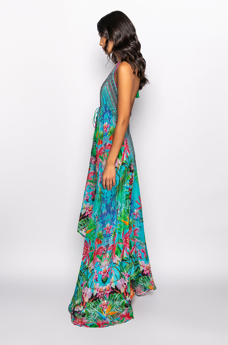 VACAY MODE HALTER TOP MAXI DRESS