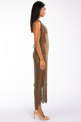 VACAY VIBES KNIT SHREDDED MAXI DRESS
