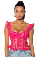 VEN AQUI LACE UP CORSET TOP