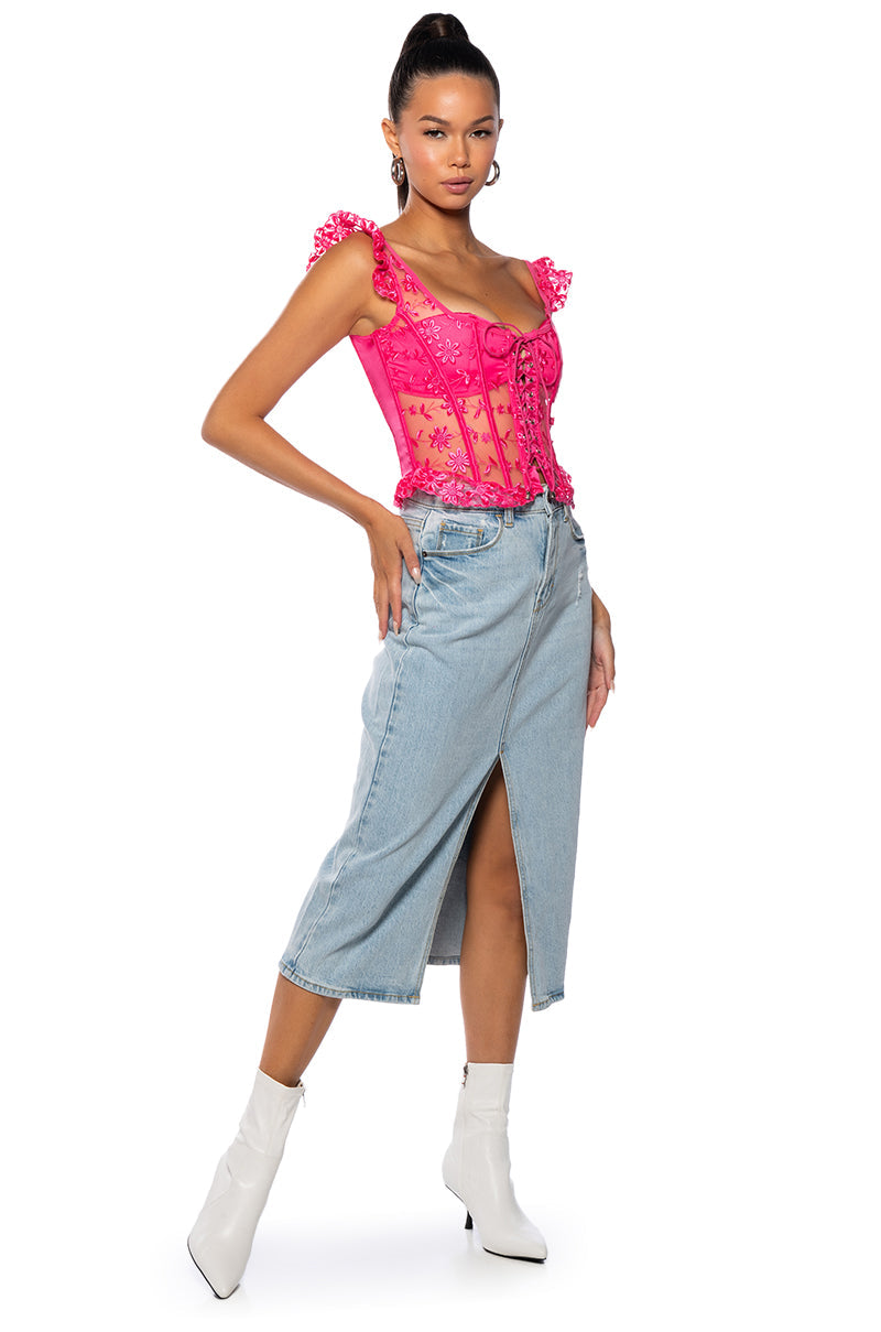 VEN AQUI LACE UP CORSET TOP