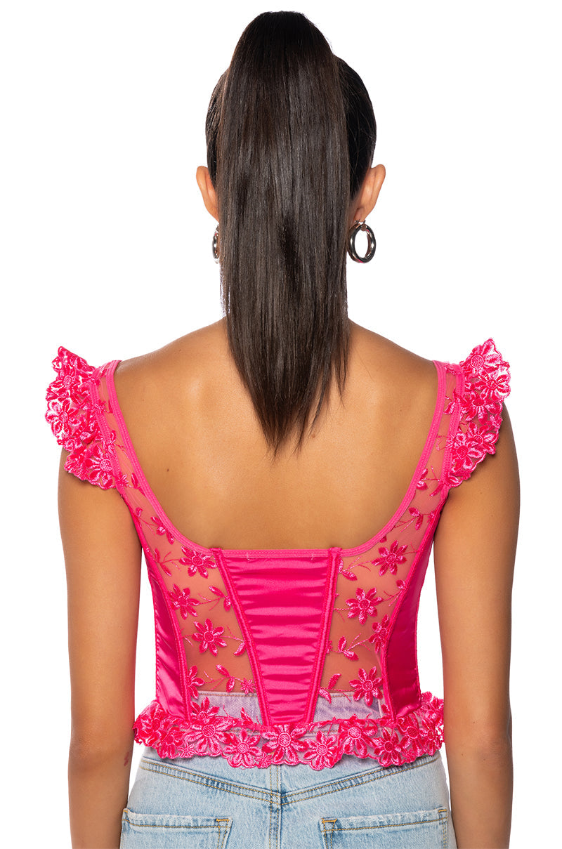 VEN AQUI LACE UP CORSET TOP