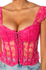 VEN AQUI LACE UP CORSET TOP