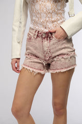 VERONICA DISTRESSED ACID WASH DENIM SHORT