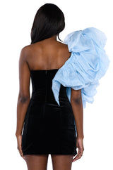 VESPER DRAMATIC DETAIL VELVET MINI DRESS