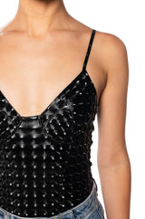 VIBING FAUX LEATHER BODYSUIT