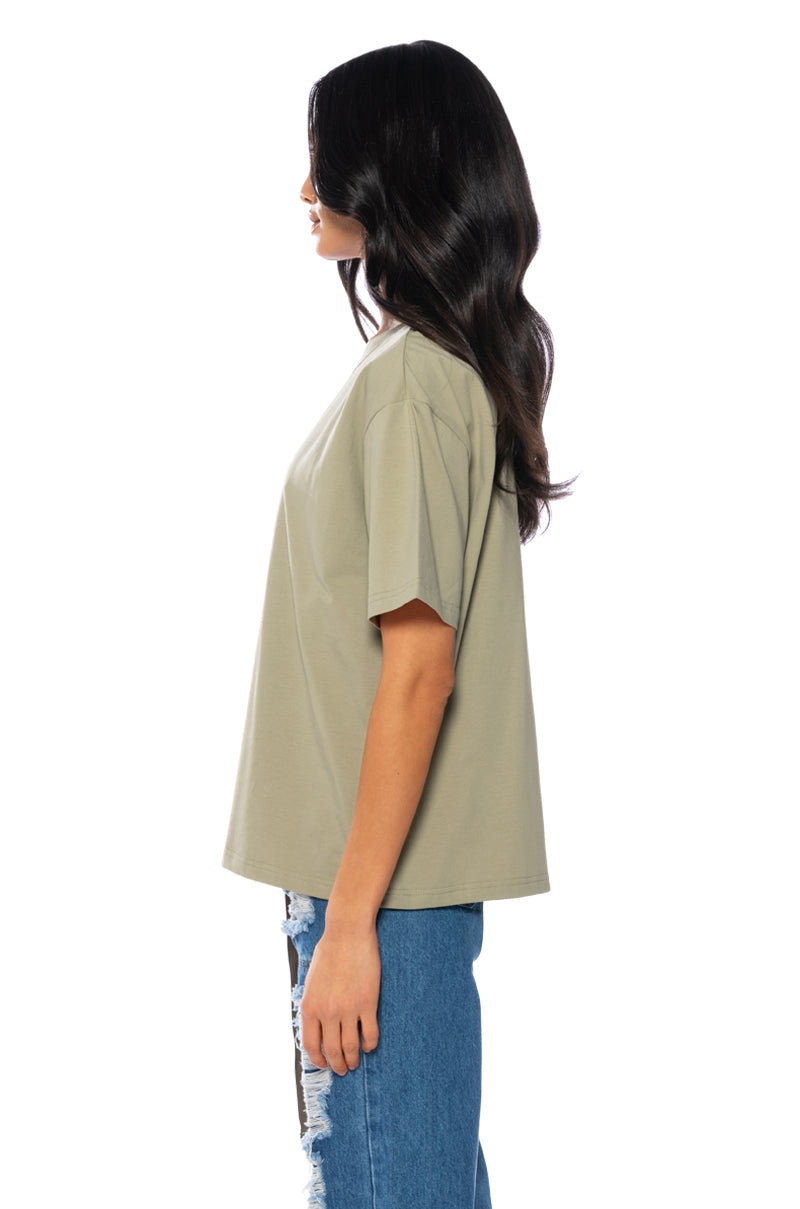 VIDA WOVEN STRAP DETAIL OVERSIZED TSHIRT