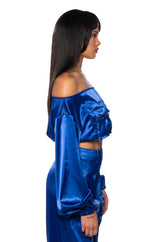 VIOLET DREAMS OFF SHOULDER POCKET DETAIL CROP TOP