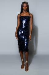 VIP SLEEVELESS SEQUIN MIDI DRESS