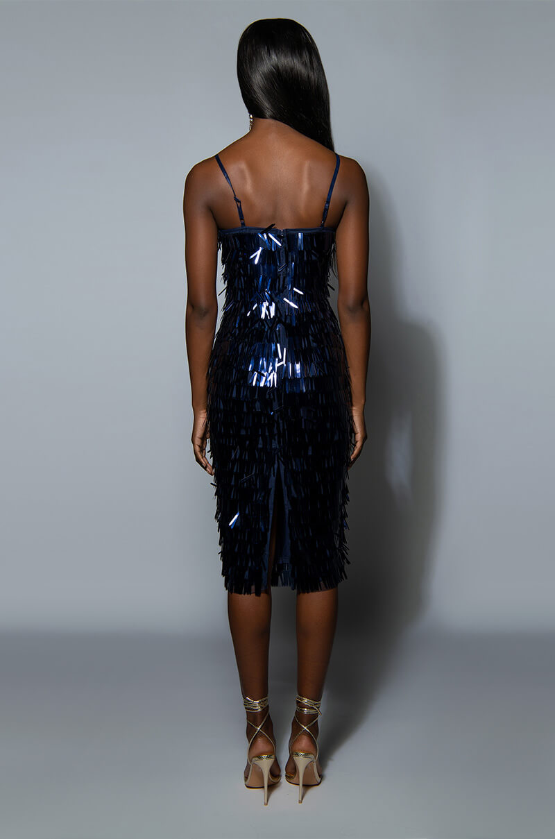VIP SLEEVELESS SEQUIN MIDI DRESS