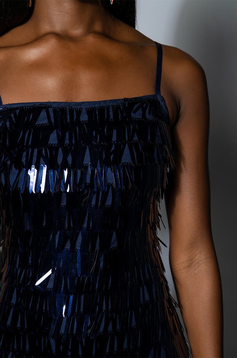 VIP SLEEVELESS SEQUIN MIDI DRESS