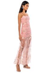 VIVIAN BEADED SLEEVELESS MAXI DRESS IN PINK