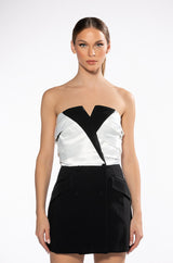 VIVIAN TUXEDO DETAIL STRAPLESS MINI DRESS