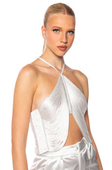 VIVIANNE FRINGE DETAIL CROP TOP IN WHITE