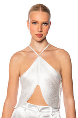 VIVIANNE FRINGE DETAIL CROP TOP IN WHITE