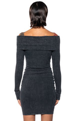 VIVIE OFF THE SHOULDER MINERAL WASH MINI DRESS