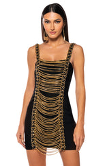 SHILOH RHINESTONE CHAIN SLEEVELESS MINI DRESS