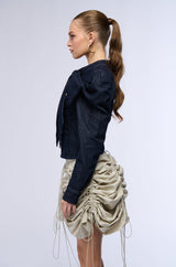 WAIT FOR U DENIM BOW BLOUSE