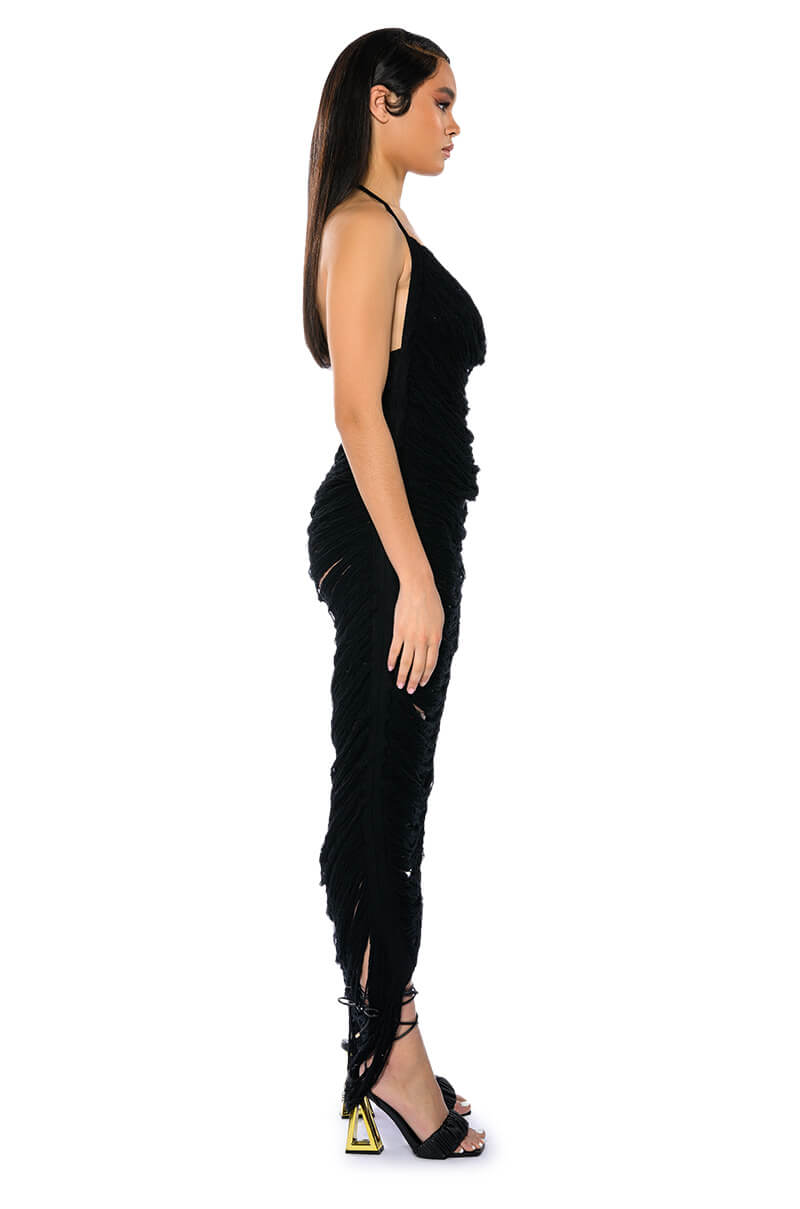 WAITING ON NO ONE HALTER KNIT MAXI DRESS