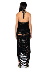WAITING ON NO ONE HALTER KNIT MAXI DRESS