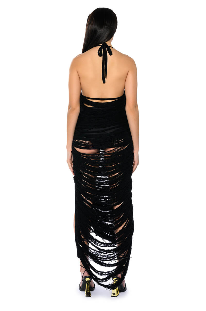 WAITING ON NO ONE HALTER KNIT MAXI DRESS