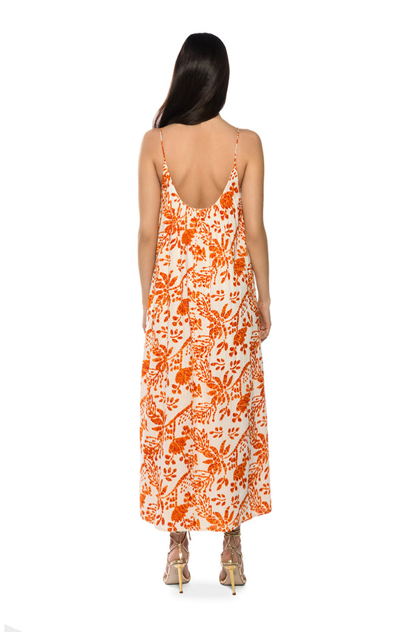 WALK ON THE BEACH PRINTED MAXI DRESS