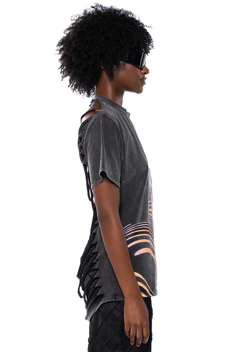 WALK ON THE WILD SIDE DISTRESSED BACK T SHIRT