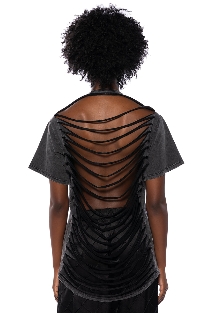 WALK ON THE WILD SIDE DISTRESSED BACK T SHIRT