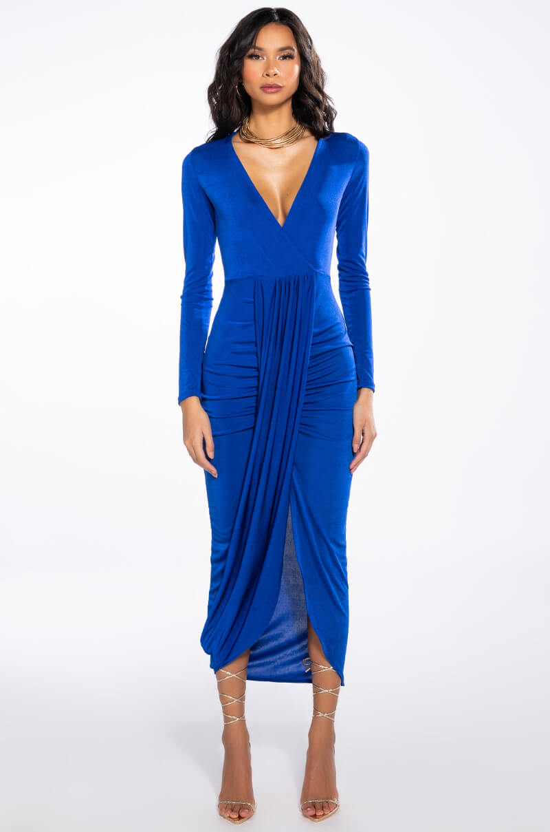 WALK THE WALK LONG SLEEVE MIDI DRESS