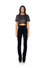 WONDERLUST RHINESTONE EMBELLISHED OPEN BACK T-SHIRT