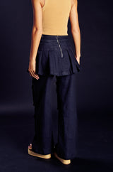 WANT U BACK WIDE LEG DENIM PANT WITH SKIRT