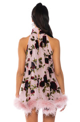 WATCH ME GLOW BURNOUT VELVET SLEEVELESS TRAPEZE DRESS