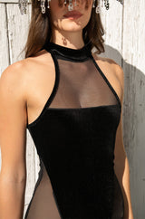 WATCH ME WORK MESH DETAIL SLEEVELESS CATSUIT