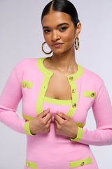 WATERMELON GIRL KNIT MINI DRESS AND CARDIGAN SET