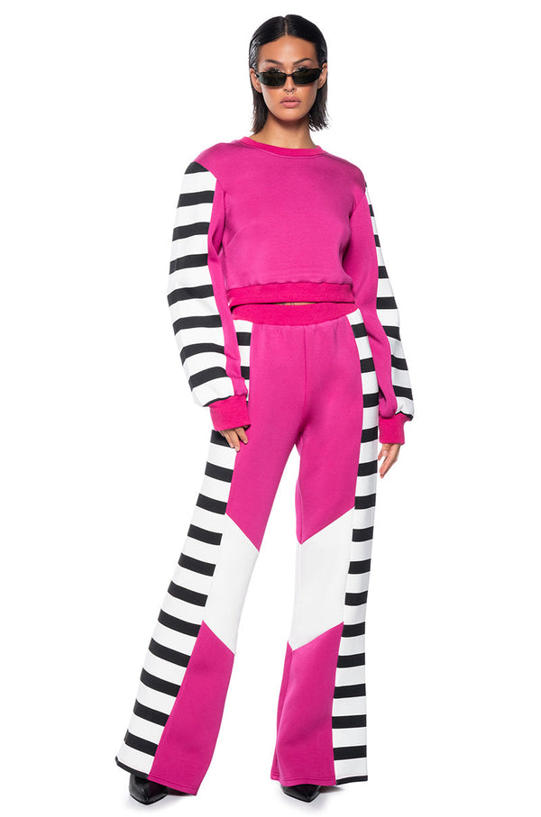 WATERMELON SUGAR PULL OVER STRIPED SWEATSHIRT