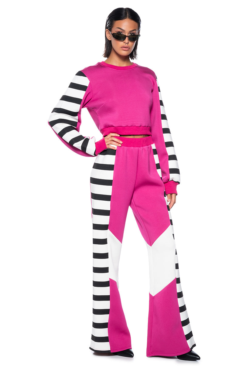 WATERMELON SUGAR PULL OVER STRIPED SWEATSHIRT