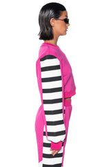 WATERMELON SUGAR PULL OVER STRIPED SWEATSHIRT