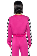 WATERMELON SUGAR PULL OVER STRIPED SWEATSHIRT