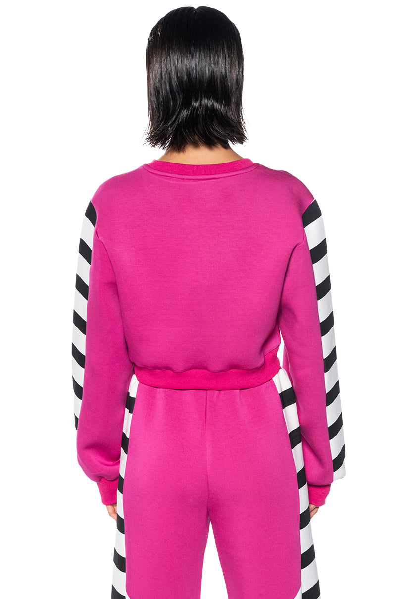 WATERMELON SUGAR PULL OVER STRIPED SWEATSHIRT
