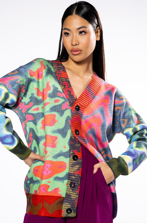 WAVY BABY COLORFUL SWEATER CARDIGAN