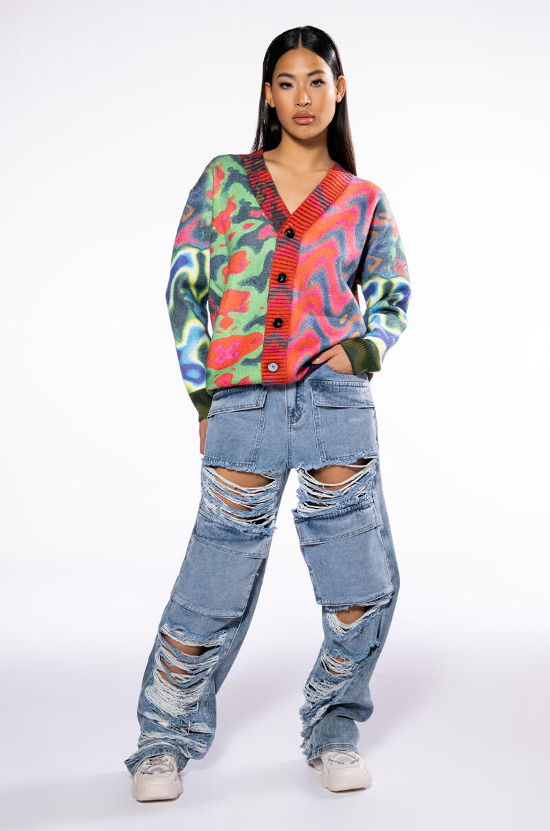 WAVY BABY COLORFUL SWEATER CARDIGAN