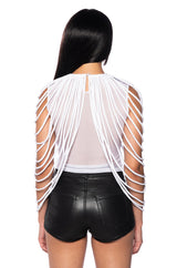 WAVY BABY SLEEVELESS ROPE DETAIL TOP IN WHITE